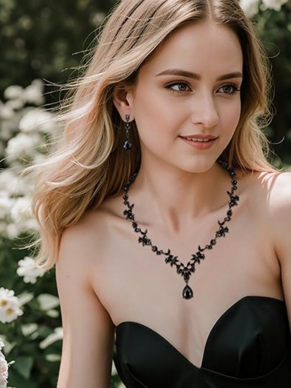 BriLove Wedding Jewelry Set - Y-Necklace, Bracelet & Earrings - Crystal